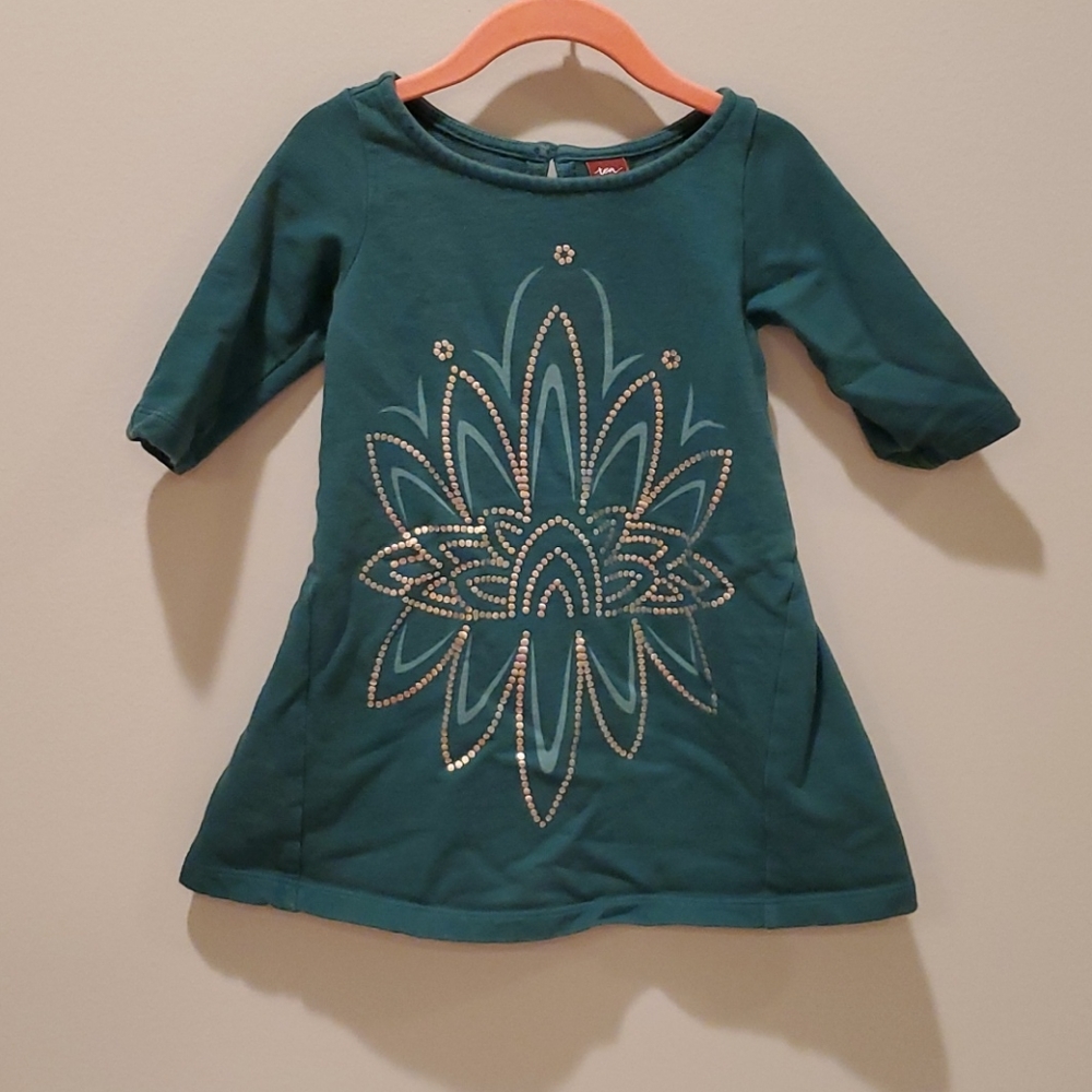 Tea Collection Green Jade and Silver Lotusblute Dress - Picture 2 of 10